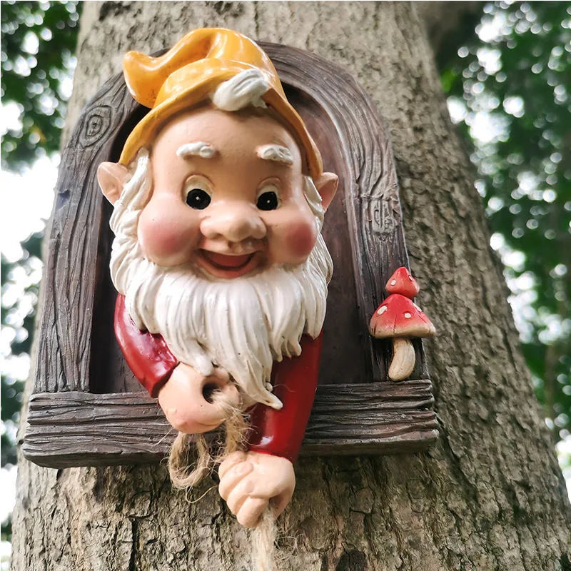 Resin Climbing Gnome Sculpture