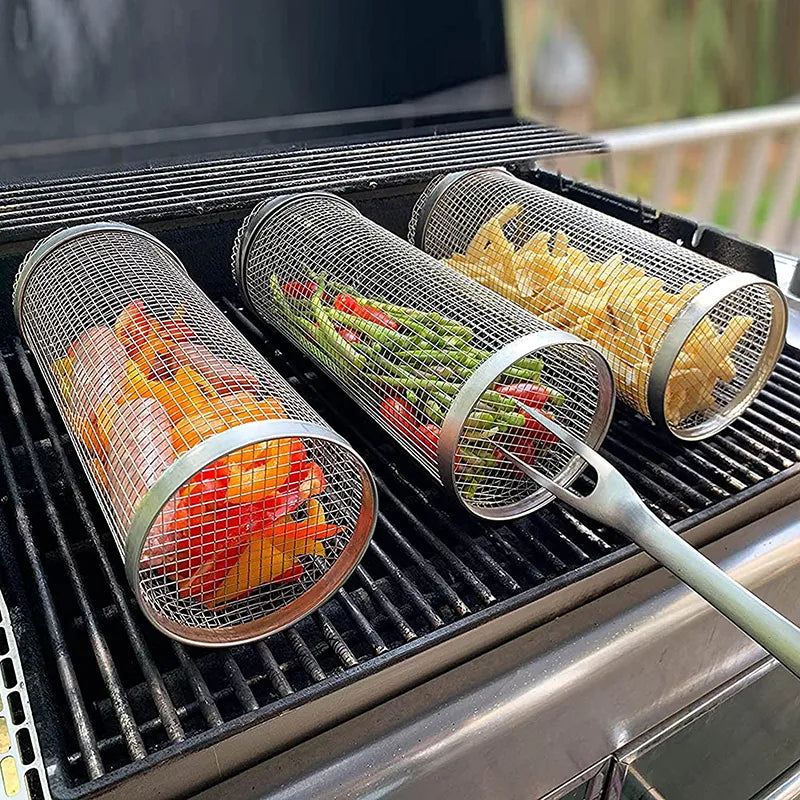 BBQ Basket Rolling Grill