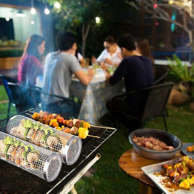 BBQ Basket Rolling Grill